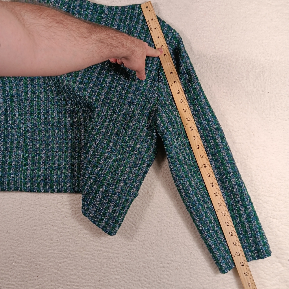 J. Crew Tweed Lady Jacket Womens 16 Green Textured Gold Creat Buttons Career - Picture 12 of 13